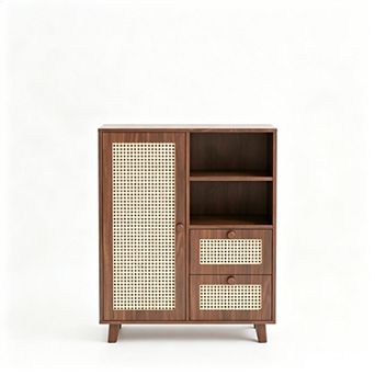 Trikiousd Rattan Buffet Cabinet Sideboard Cabinet for Living Room Kitchen Entryway