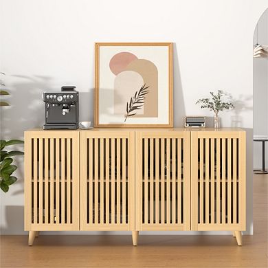 Trikiousd Large Storage Cabinet Buffet Sideboard Console Table with Grille Doors