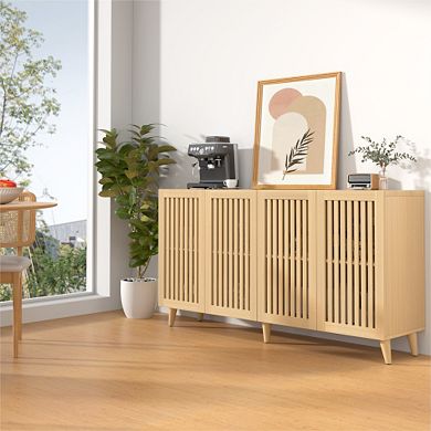 Trikiousd Large Storage Cabinet Buffet Sideboard Console Table with Grille Doors
