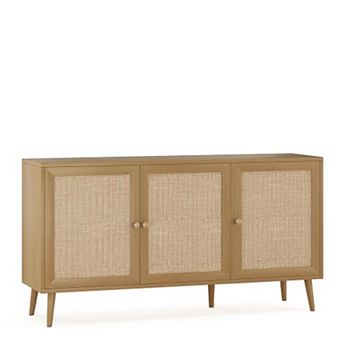 Trikiousd Boho Rattan Sideboard Storage Cabinet