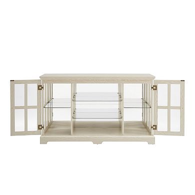 Trikiousd Glass Doors Sideboard Cabinet with RGB LED Lights and Adjustable Shelves