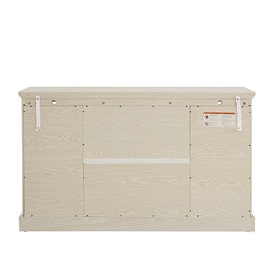 Trikiousd Glass Doors Sideboard Cabinet with RGB LED Lights and Adjustable Shelves