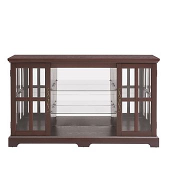 Trikiousd Glass Doors Sideboard Cabinet with RGB LED Lights and Adjustable Shelves