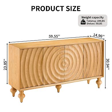 Trikiousd 3D Carved Sideboard Cabinet