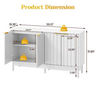 Trikiousd Modern Sideboard Cupboard Console Table