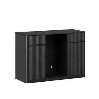 Trikiousd Wine Bar Cabinet with Fridge Space, Coffee Station Buffet Sideboard with Charging Station