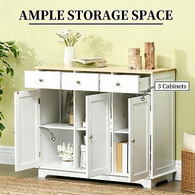 Trikiousd 3 Drawers Sideboard Storage Cabinet