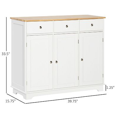 Trikiousd 3 Drawers Sideboard Storage Cabinet
