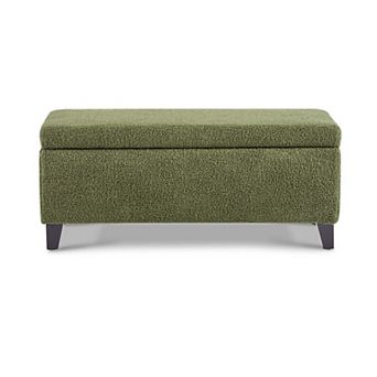 Trikiousd Boucle Storage Ottoman with Flip Top Lid and Rubber Wood Legs