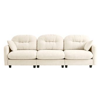 Trikiousd 3-Seater Modular Sectional Sofa with Chenille Fabric and Tufted Backrest