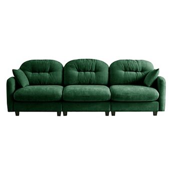 Trikiousd 3-Seater Modular Sectional Sofa with Chenille Fabric and Tufted Backrest