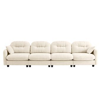 Trikiousd 4-Seater Modular Sectional Sofa with Chenille Fabric and Tufted Backrest
