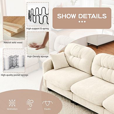 Trikiousd 4-Seater Modular Sectional Sofa with Chenille Fabric and Tufted Backrest