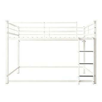 Trikiousd Twin Over Twin Metal Bunk Bed with Ladder, Guardrails, Storage Space, Heavy Duty Frame