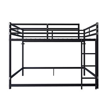 Trikiousd Twin Over Twin Metal Bunk Bed with Ladder, Guardrails, Storage Space, Iron Frame