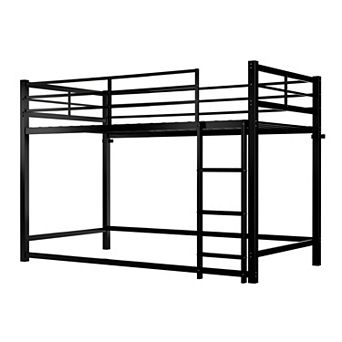 Trikiousd Twin Over Twin Metal Bunk Bed with Ladder, Guardrails, Storage Space, Iron Frame