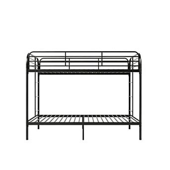 Trikiousd Twin Over Twin Metal Bunk Bed with Ladder, Guardrails, Storage Space, Iron Frame