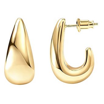 14K Gold Plated Minimalist Dome Huggie Earrings Gift for Her