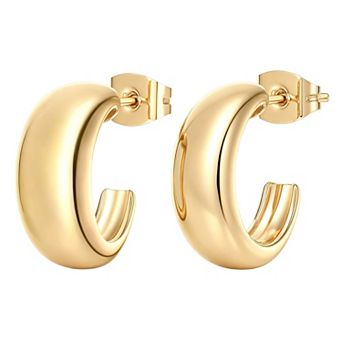14K Gold Plated Smooth Dome Huggie Earrings Gift for Women