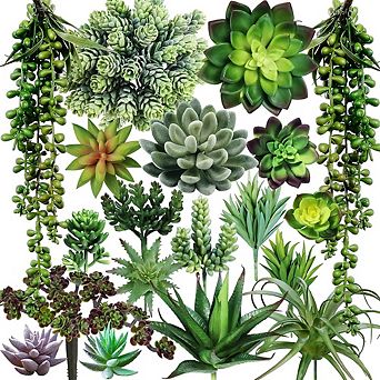 Assorted Artificial Succulent Plants, Unpotted Faux Decor for Crafting