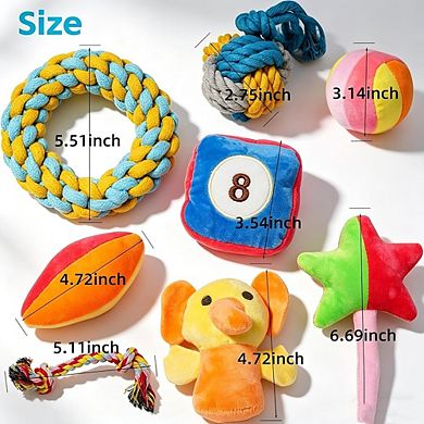 15 Pack Puppy Rope & Plush Squeaky Chew Toys for Small & Medium Dogs