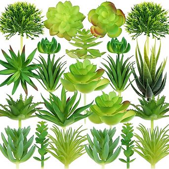 Artificial Succulents Mini Plants, Realistic Faux Decor for DIY Craft & Home