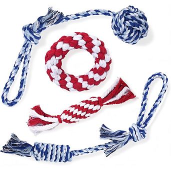 4 Pack Durable Puppy Rope Chew Toys for Teething & Dental Care