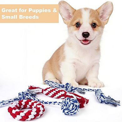 4 Pack Durable Puppy Rope Chew Toys for Teething & Dental Care