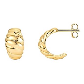 14K Gold Plated Hypoallergenic Croissant Huggie Earrings Gift for Her