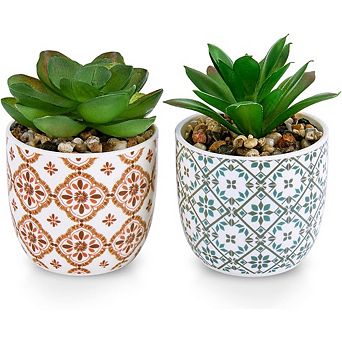 Artificial Succulent Plants Set, Potted Faux Decor for Home & Office