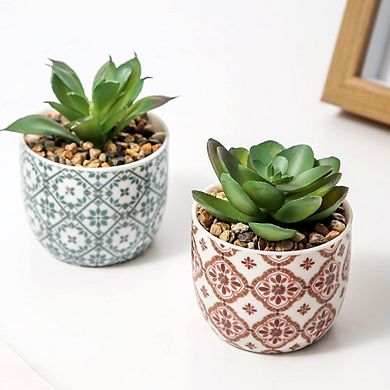 Artificial Succulent Plants Set, Potted Faux Decor for Home & Office