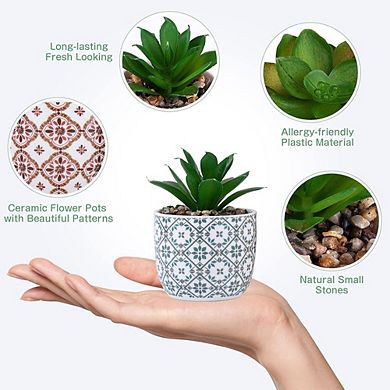 Artificial Succulent Plants Set, Potted Faux Decor for Home & Office