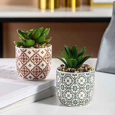Artificial Succulent Plants Set, Potted Faux Decor for Home & Office