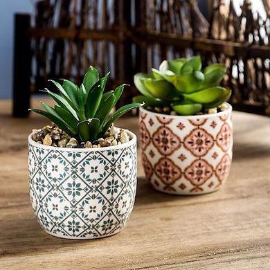 Artificial Succulent Plants Set, Potted Faux Decor for Home & Office