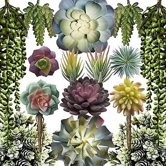 Artificial Succulent Plants Set, Realistic Faux Succulents for DIY Decor