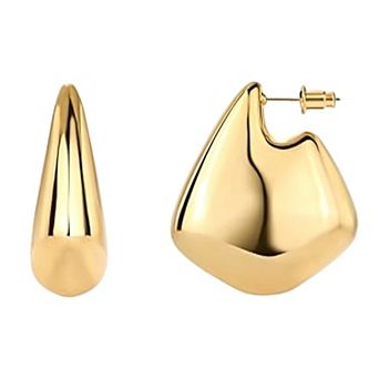 14K Gold Plated Hypoallergenic Geometric Fin Drop Stud Earrings Gift for Her