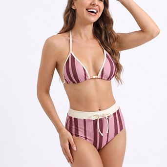 Women's 2 pc Bikini Set with Triangle Top and Boyshort Bottoms
