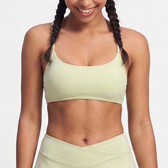 Women's Padded Strappy Back Sports Bra Tank Top Scoop Neck Workout Yoga Crop Top