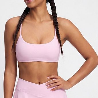 Women's Padded Strappy Back Sports Bra Tank Top Scoop Neck Workout Yoga Crop Top
