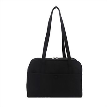 Women's Quilted Shoulder Tote Bag with Front Pocket and Zipper Closure