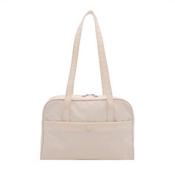 Women's Quilted Shoulder Tote Bag with Front Pocket and Zipper Closure