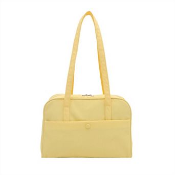 Women's Quilted Shoulder Tote Bag with Front Pocket and Zipper Closure