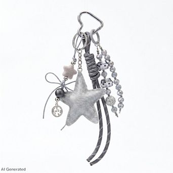 Womens Bag Charm with Hanging Strap and Decorative Accents