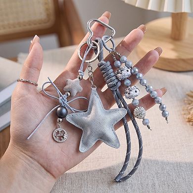 Womens Bag Charm with Hanging Strap and Decorative Accents