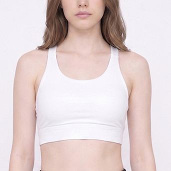 Women's Longline Sports Bra with Scoop Neck Cross Back Cutout and Adjustable Hook Closure