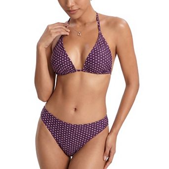 Women's Polka Dot Triangle Bikini Set with Halter Neck Design