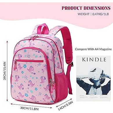 Cute Dinosaur Preschool Backpack Lightweight Water Resistant Schoolbag with Chest Strap