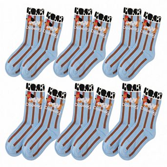 Women's 6 pk Striped Crew Socks - Cute Print Pattern Casual Socks for Daily Wear