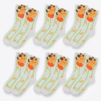 Women's 6 pk Striped Crew Socks - Cute Print Pattern Casual Socks for Daily Wear