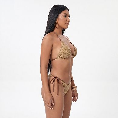 Women's Leaf Motif Textured Bikini Set